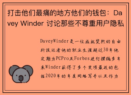 打击他们最痛的地方他们的钱包：Davey Winder 讨论那些不尊重用户隐私的企业