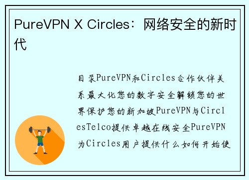 PureVPN X Circles：网络安全的新时代 